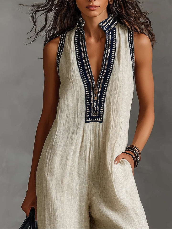 Fiamma - Mono Sin Mangas con Cuello Alto Minimalista y Cierre