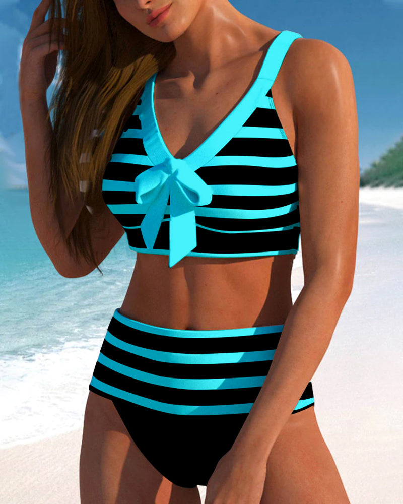 Laluna® | Bikini de rayas con cintura alta