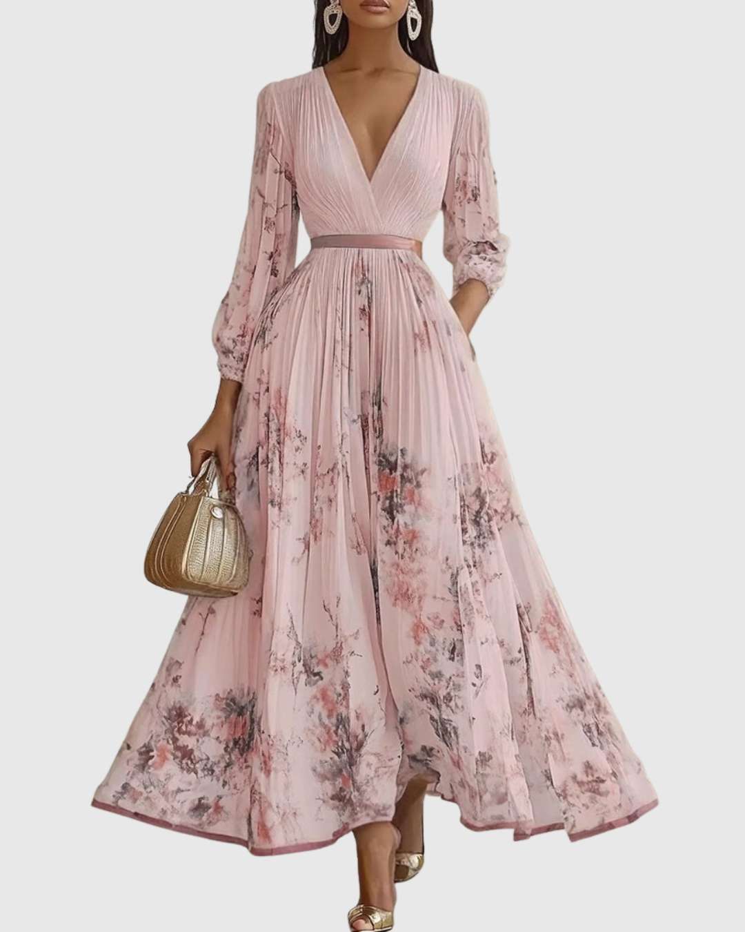 Rowella | Vestido Maxi Plisado Elegante