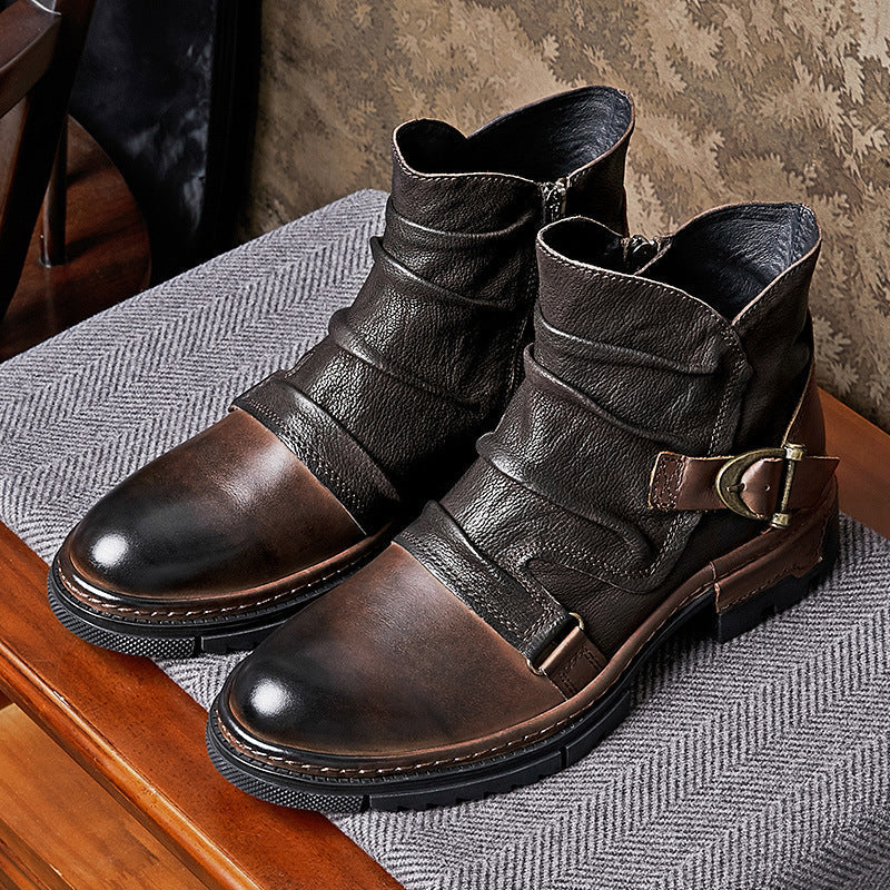 Matteo - Zapatos de hombre marrones con cordones Martin