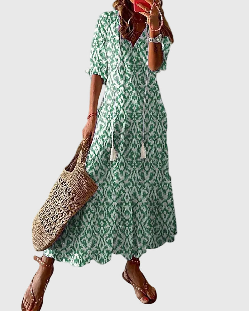 Noor™ | Vestido Maxi Boho Vintage de Verano