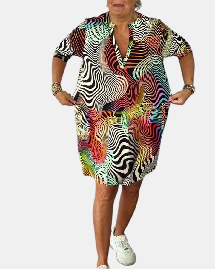 Jessica™ | Vestido Colorido con Cuello en V