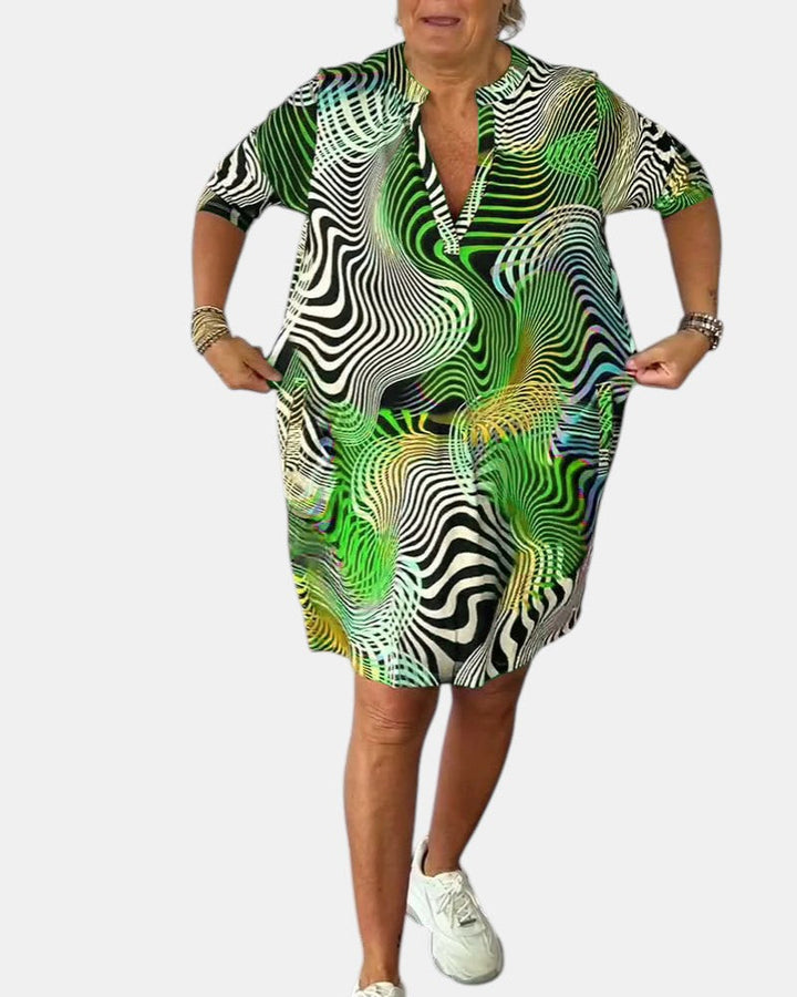 Jessica™ | Vestido Colorido con Cuello en V