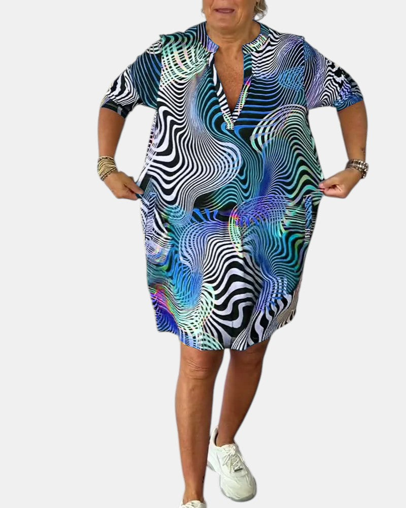 Jessica™ | Vestido Colorido con Cuello en V