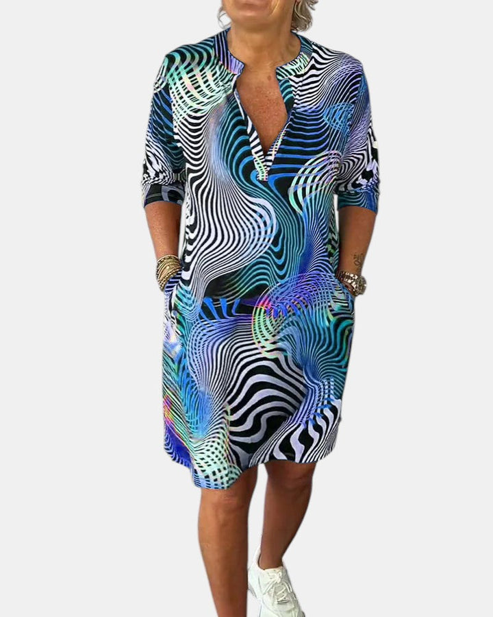 Jessica™ | Vestido Colorido con Cuello en V
