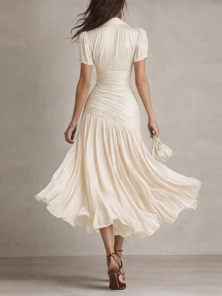 Adriana - Vestido Midi de Satén a Rayas Vintage