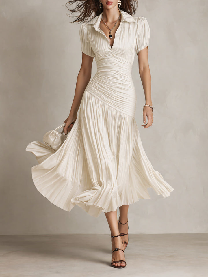 Adriana - Vestido Midi de Satén a Rayas Vintage