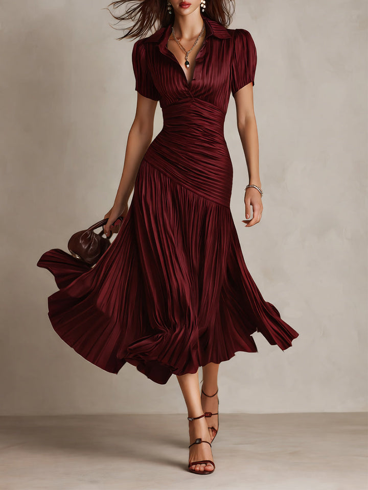 Adriana - Vestido Midi de Satén a Rayas Vintage