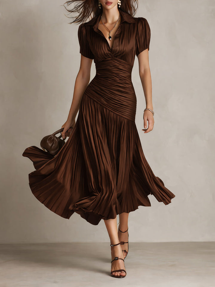 Adriana - Vestido Midi de Satén a Rayas Vintage
