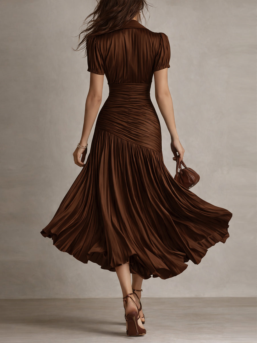 Adriana - Vestido Midi de Satén a Rayas Vintage