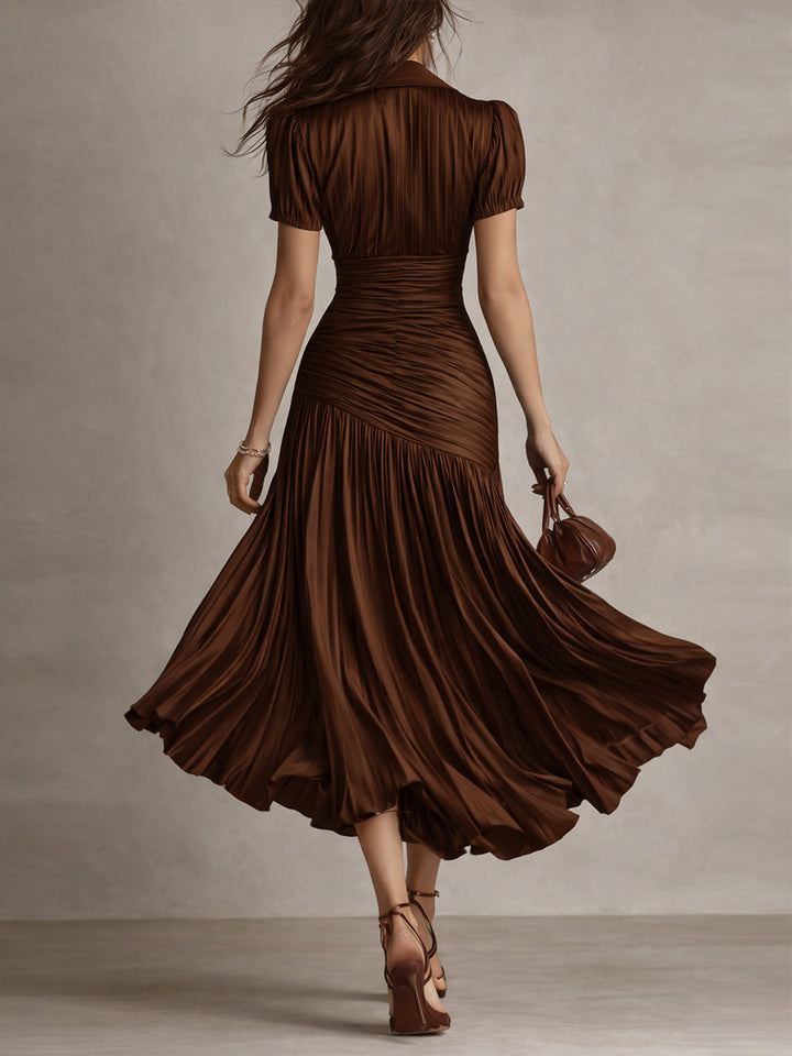 Adriana - Vestido Midi de Satén a Rayas Vintage