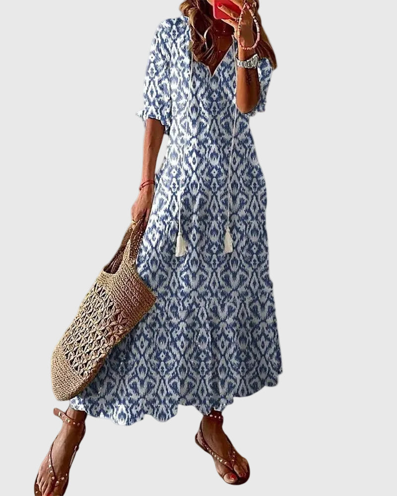 Noor™ | Vestido Maxi Boho Vintage de Verano