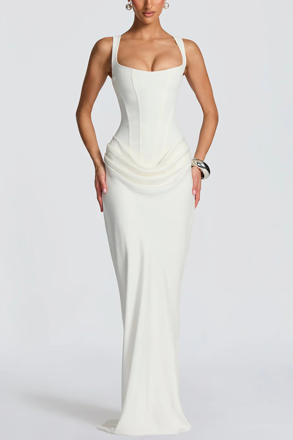 Luna · Vestido maxi con escote cuadrado