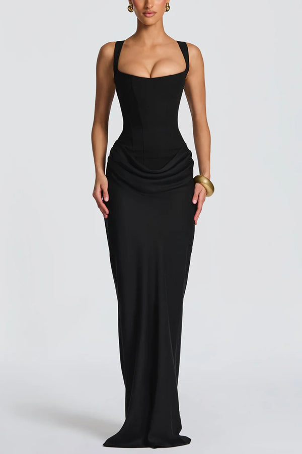 Luna · Vestido maxi con escote cuadrado