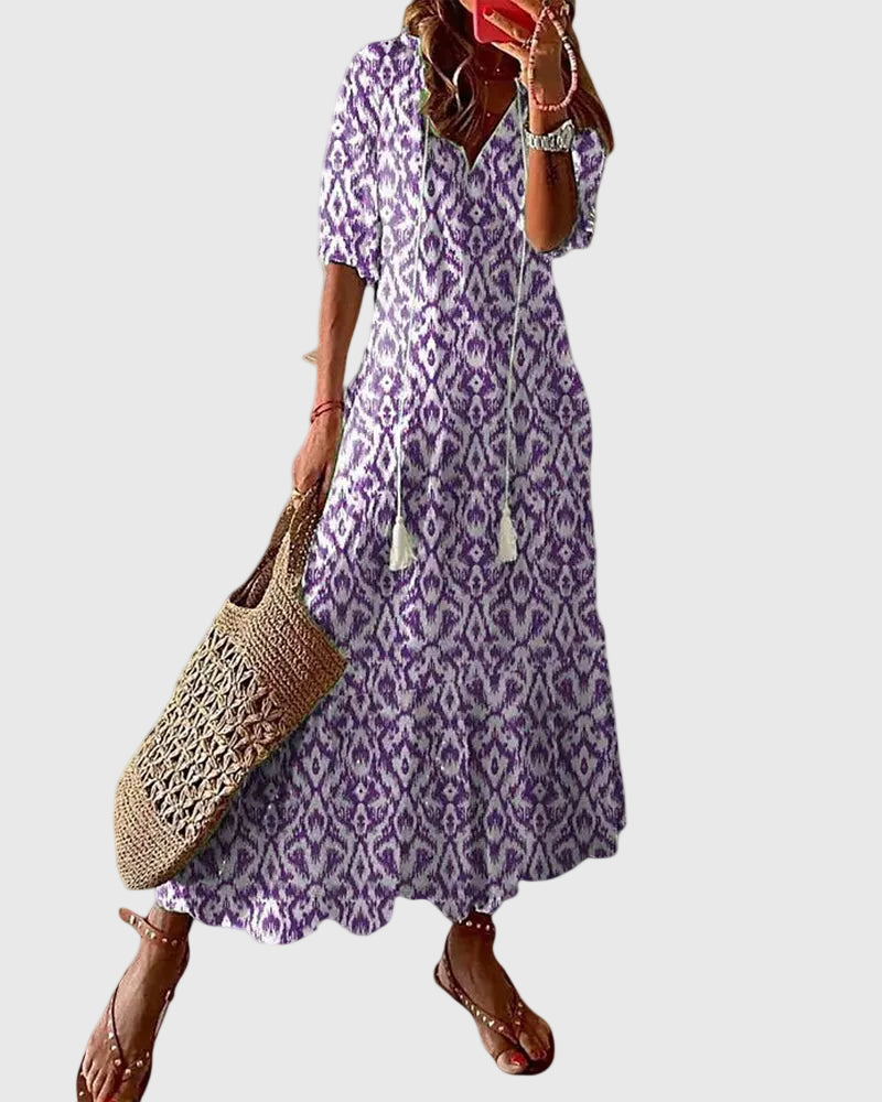 Noor™ | Vestido Maxi Boho Vintage de Verano