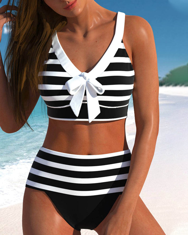 Laluna® | Bikini de rayas con cintura alta