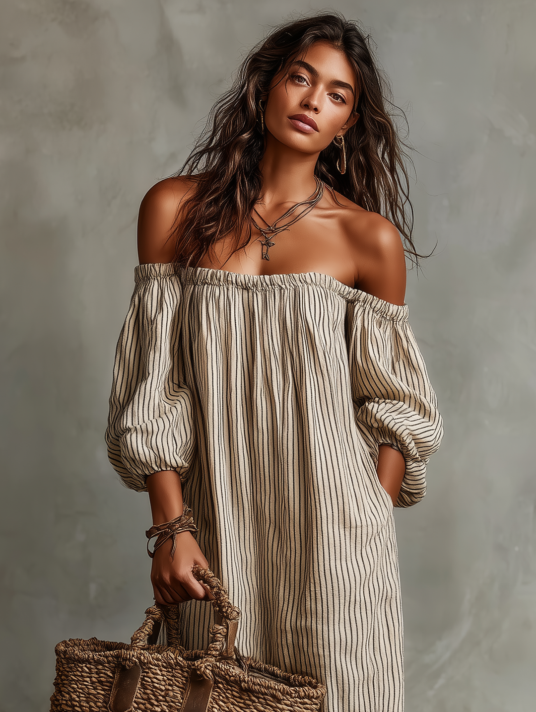 Carmen | Vestido maxi con diseño off-the-shoulder