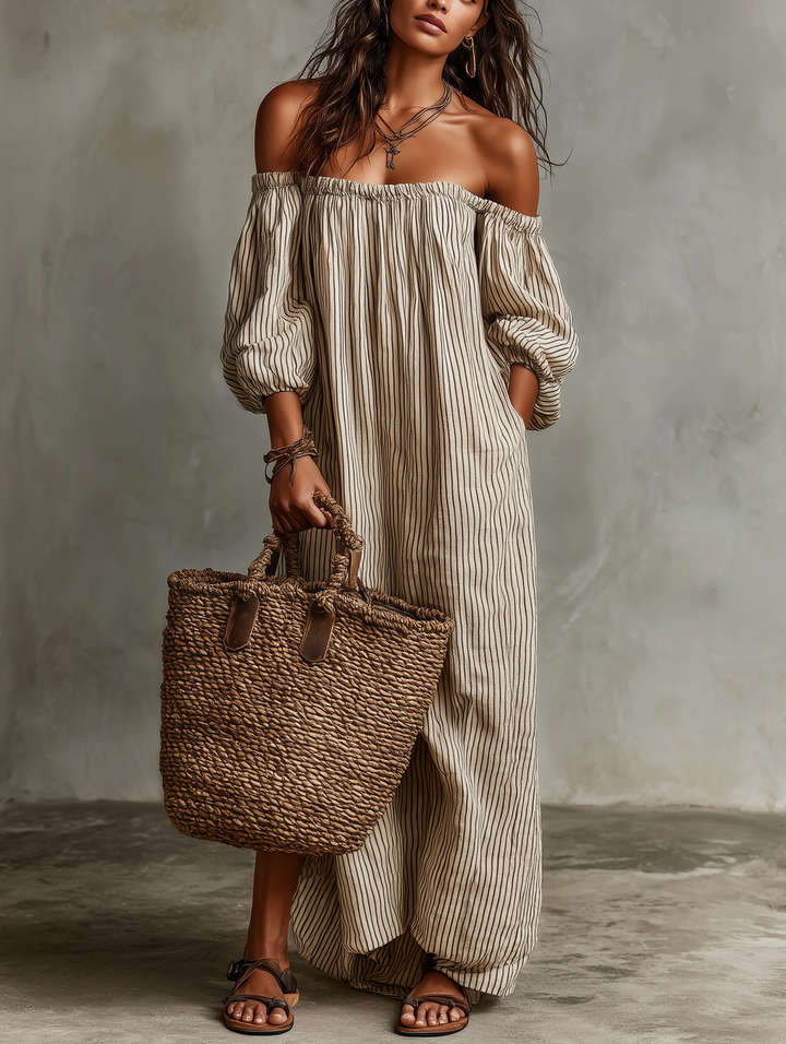 Carmen | Vestido maxi con diseño off-the-shoulder