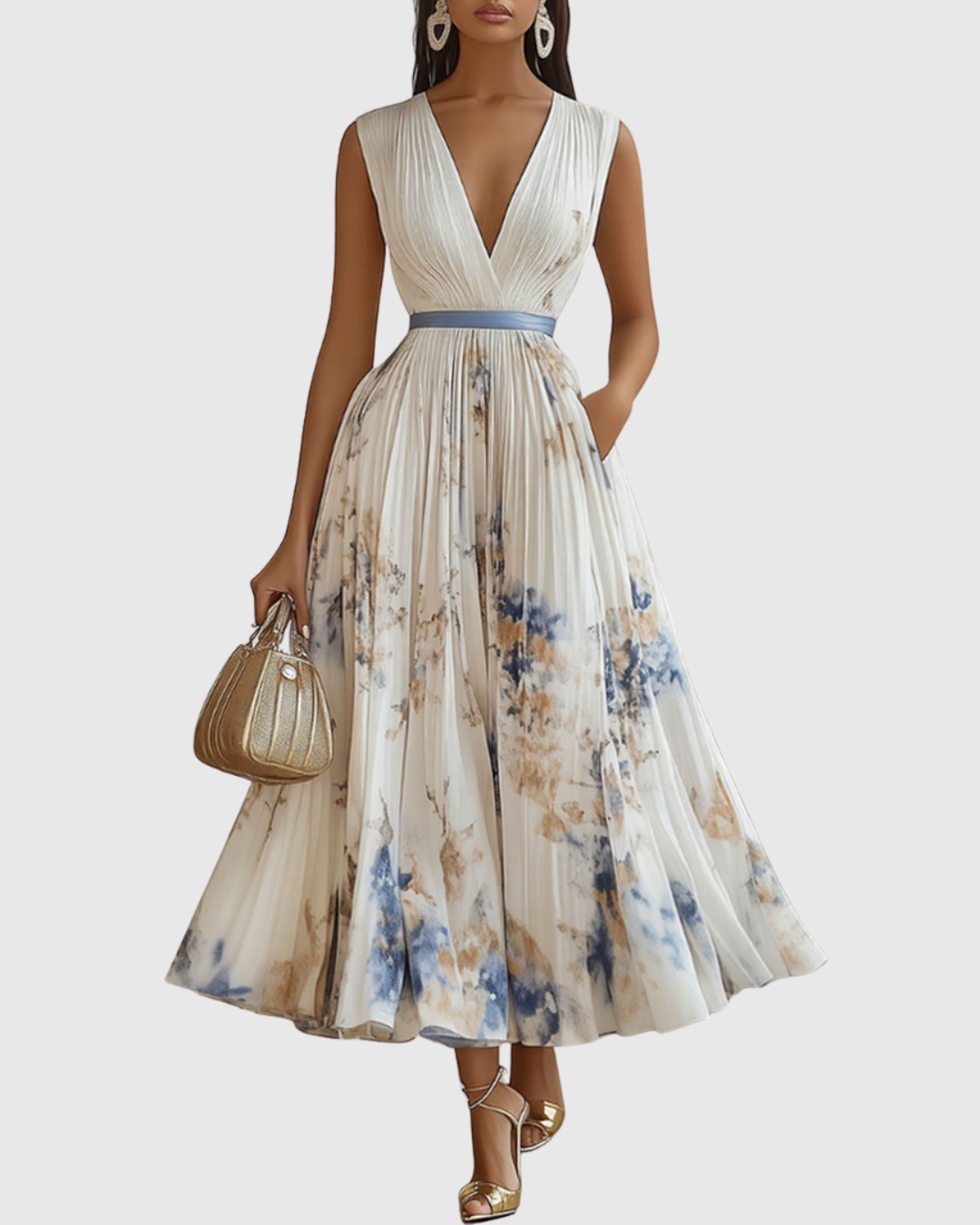 Rowella | Vestido Maxi Plisado Elegante
