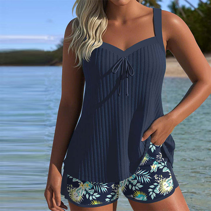 Laluna® | Tankini Rayado con Pantalón de Playa de Dos Piezas
