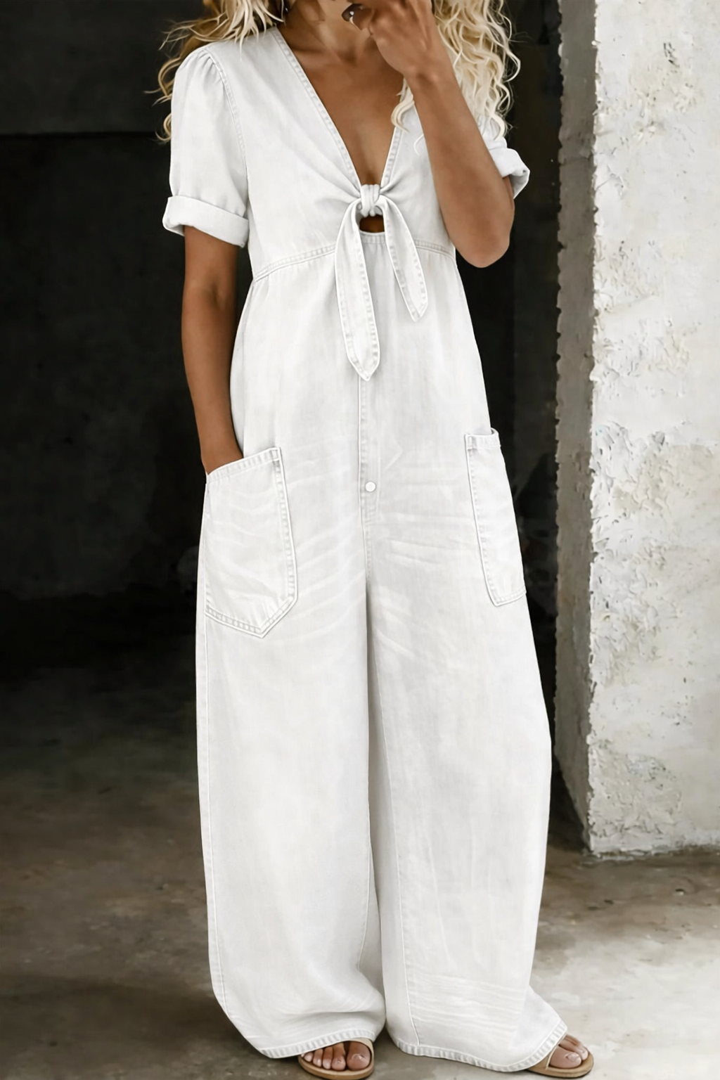 Maya | Mono con cuello en V de estilo vaquero
