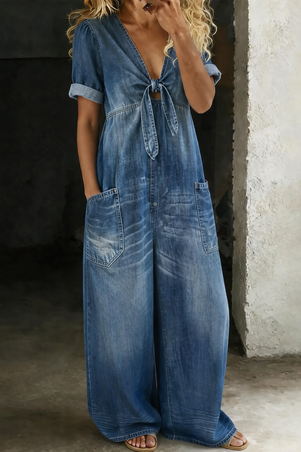 Maya | Mono con cuello en V de estilo vaquero