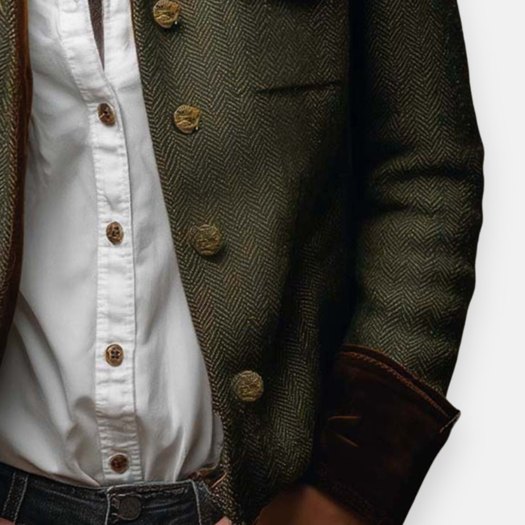 Corrie | Chaqueta de tweed con detalles de terciopelo