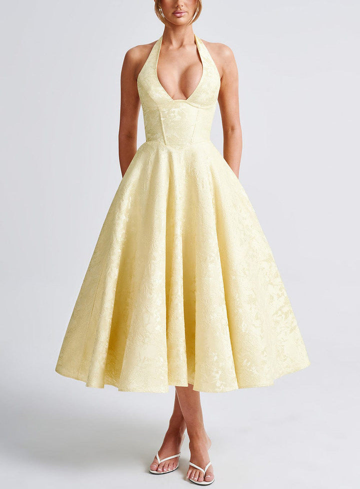 Maya™ | Elegante Vestido Midi en Amarillo Limón