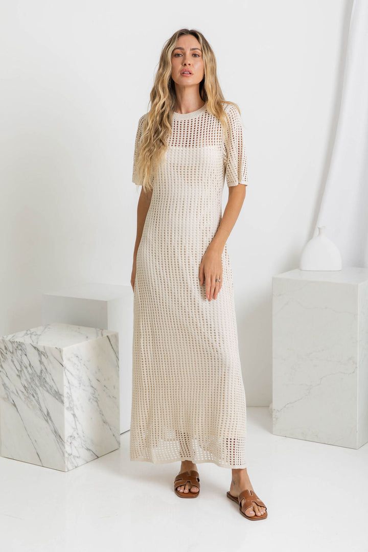 ESENCIAL - Vestido Maxi de Croché Airlie - Color Natural