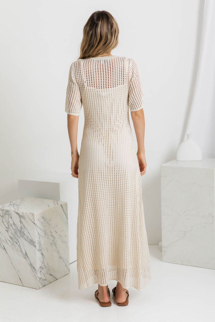 ESENCIAL - Vestido Maxi de Croché Airlie - Color Natural