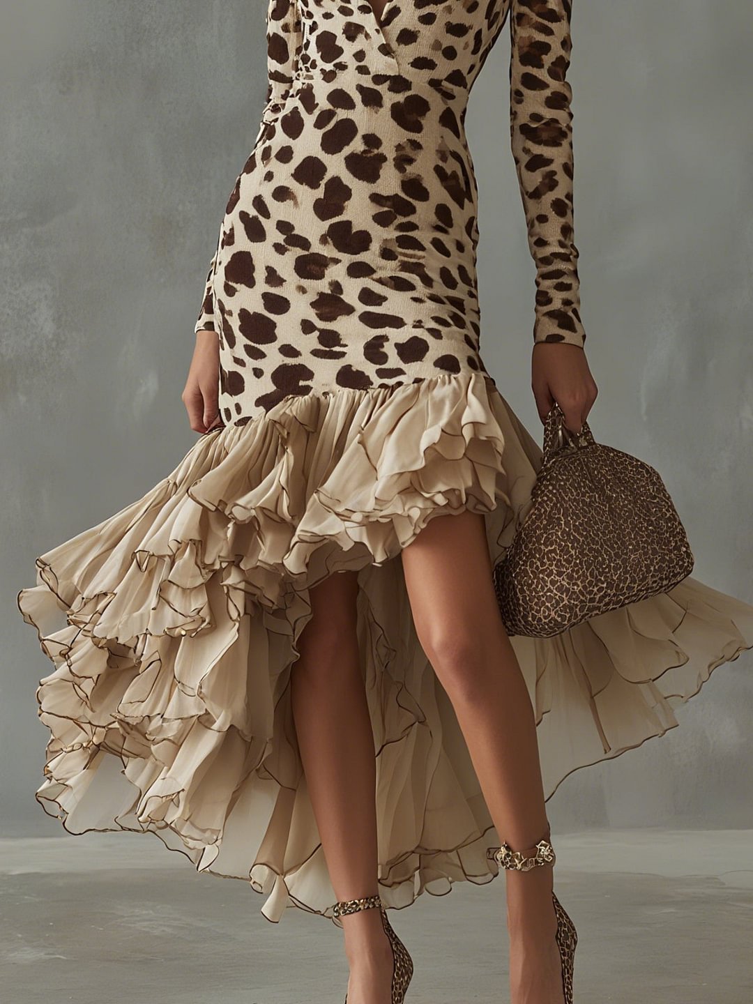 Eleonora · Vestido de Estampado Animal con Volantes