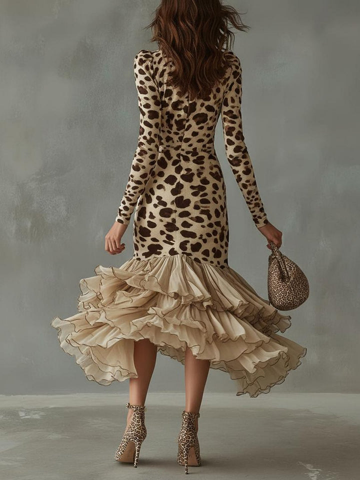 Eleonora · Vestido de Estampado Animal con Volantes