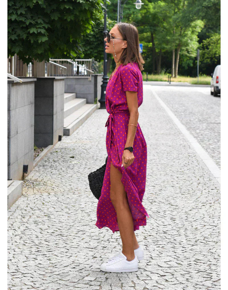 Julia - Vestido Elegante con Escote en V y Corte Moldeador