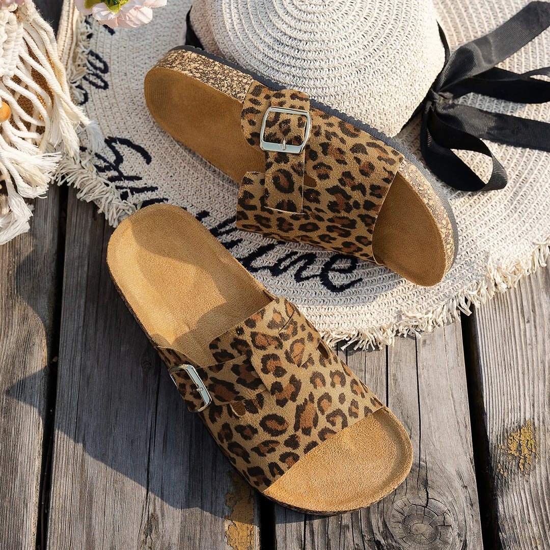 Lola — Sandalias Leopardo con Suela de Corcho