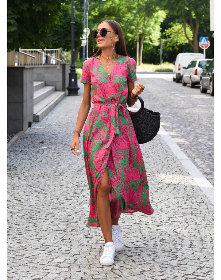 Julia - Vestido Elegante con Escote en V y Corte Moldeador