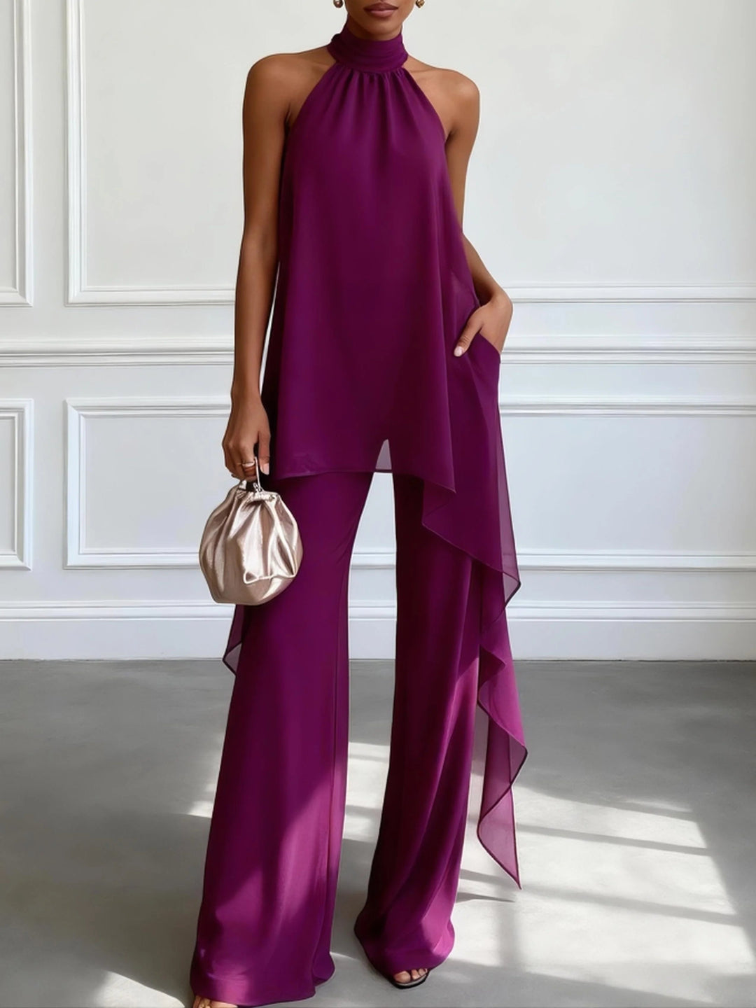 Conjunto Elegante de Dos Piezas en Lila