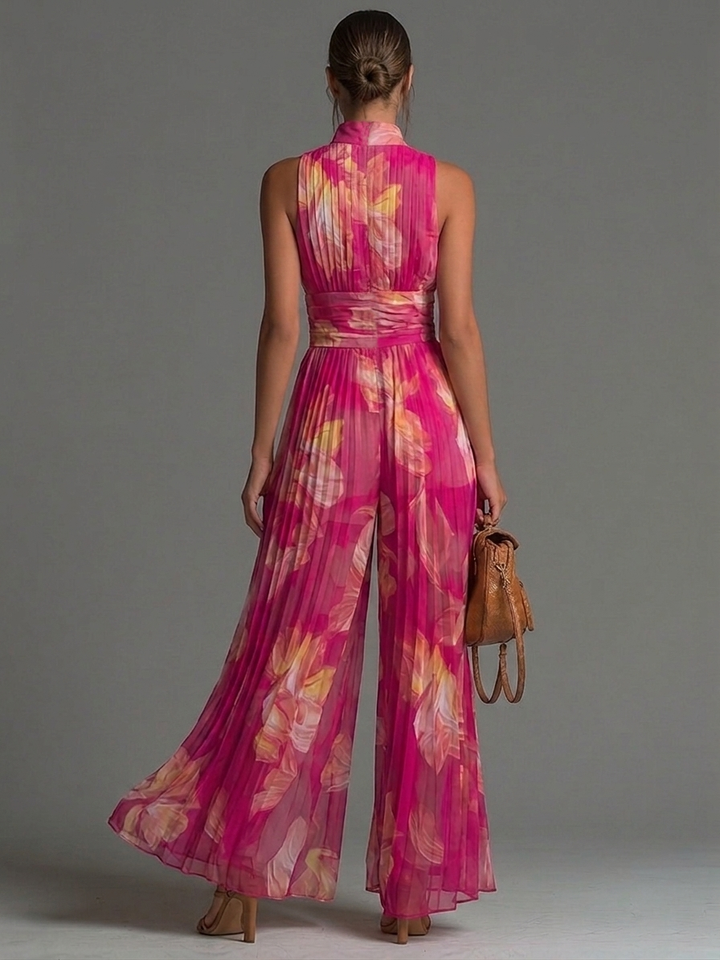 Mono de Chifón Plisado Floral Esencial en Fucsia