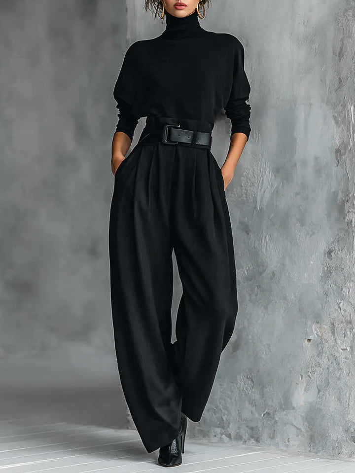 Lisa™ || Conjunto negro de 2 piezas con cinturón