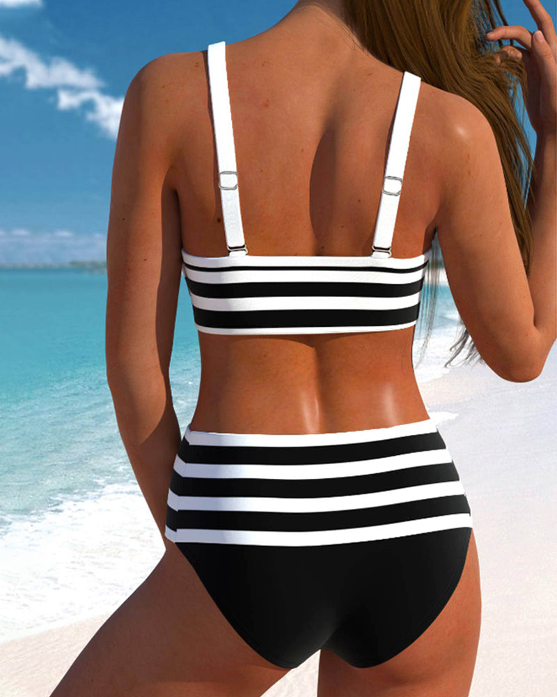 Laluna® | Bikini de rayas con cintura alta