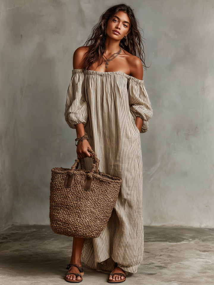 Carmen | Vestido maxi con diseño off-the-shoulder