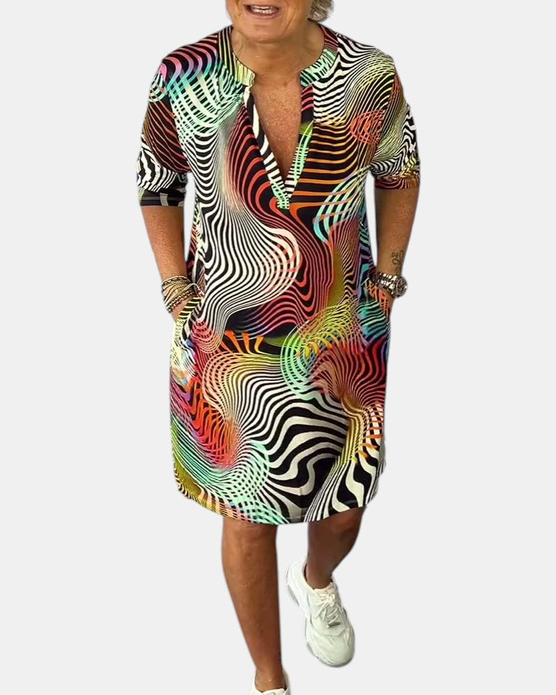 Jessica™ | Vestido Colorido con Cuello en V