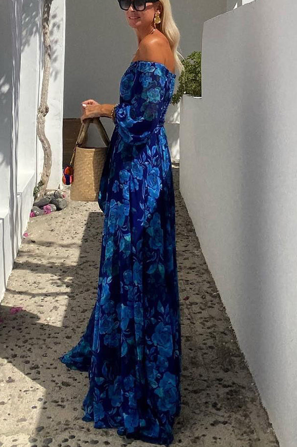 Luna™ | Vestido Largo de Impresión Floral con Mangas Descubiertas