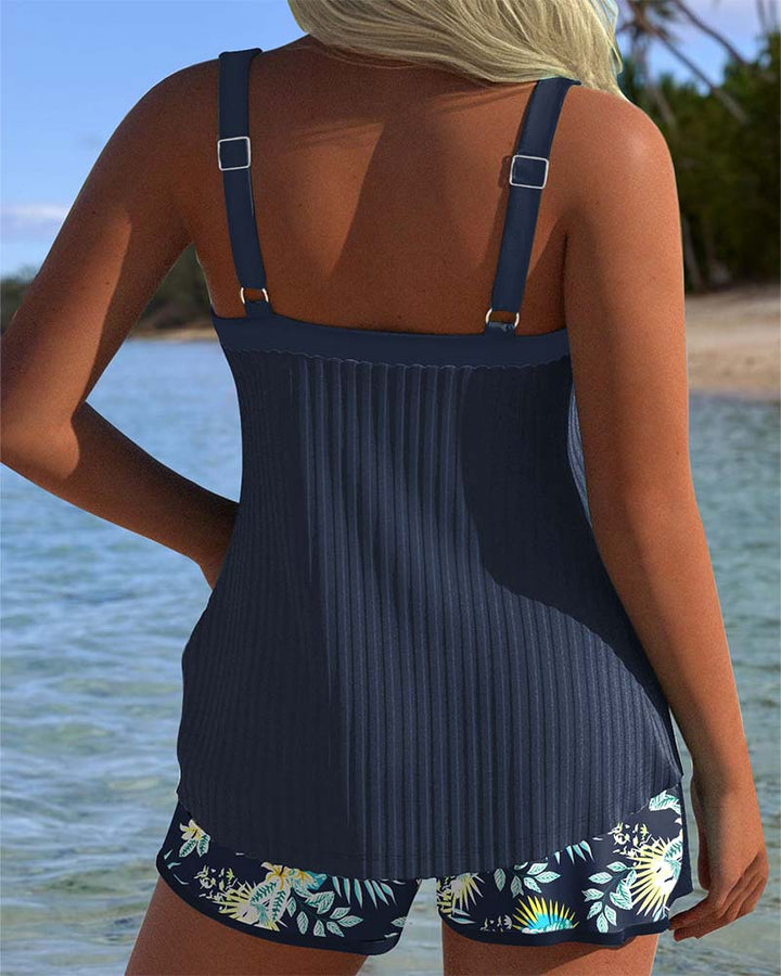 Laluna® | Tankini Rayado con Pantalón de Playa de Dos Piezas