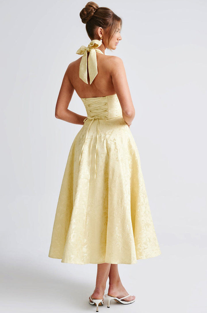 Maya™ | Elegante Vestido Midi en Amarillo Limón
