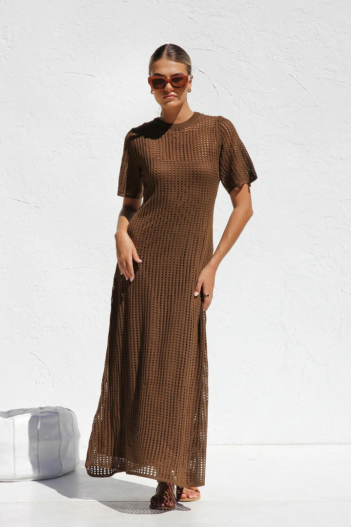 ESENCIAL - Vestido Maxi de Croché Airlie - Color Natural