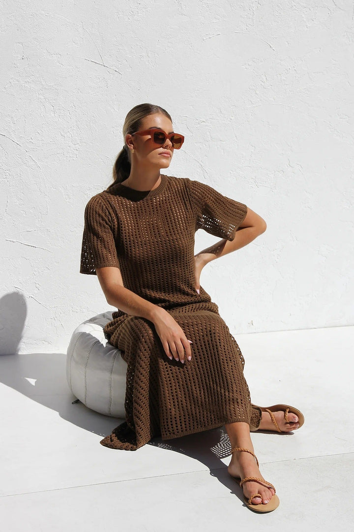 ESENCIAL - Vestido Maxi de Croché Airlie - Color Natural