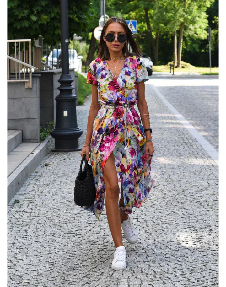 Julia - Vestido Elegante con Escote en V y Corte Moldeador