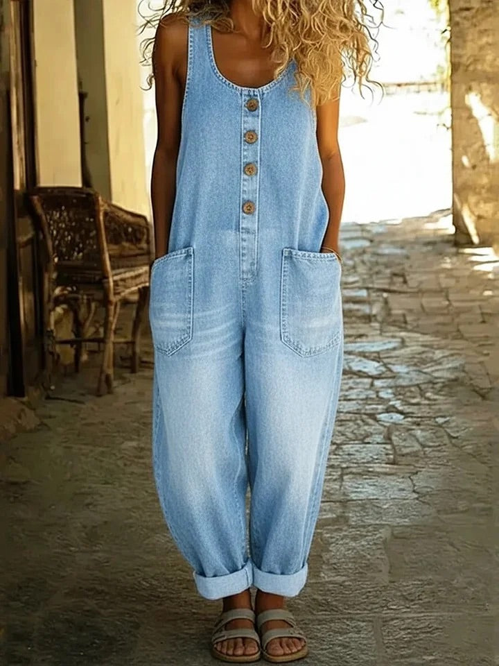 Lenna – Mono de denim de algodón vintage