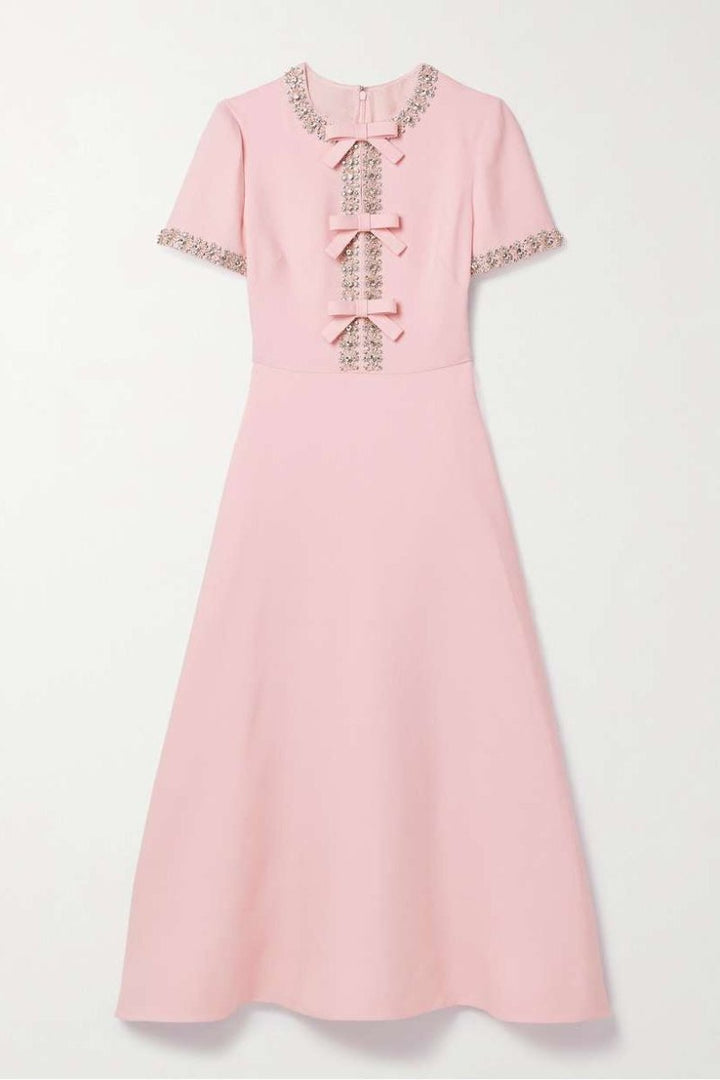 Aria™ | Vestido Midi con Detalle de Lazo y Cristales